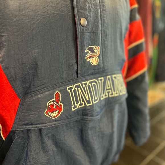 Vintage Starter Cleveland Indians MLB Pullover Coat Size XL - Picture 2 of 6